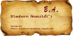 Blauhorn Anasztáz névjegykártya